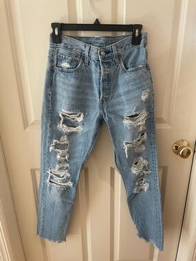 Levi's Light Blue Distressed Women's Relaxed Jeans